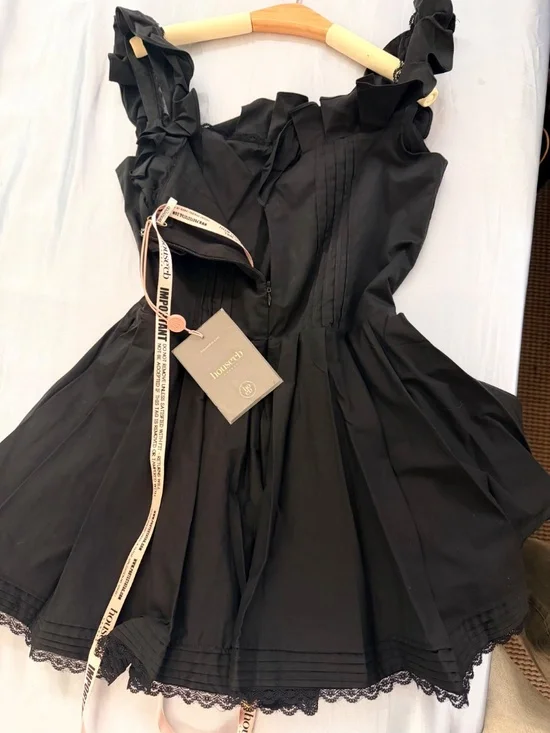 House of CB Jemima Black Pleated Mini Dress - Picture 8 of 8